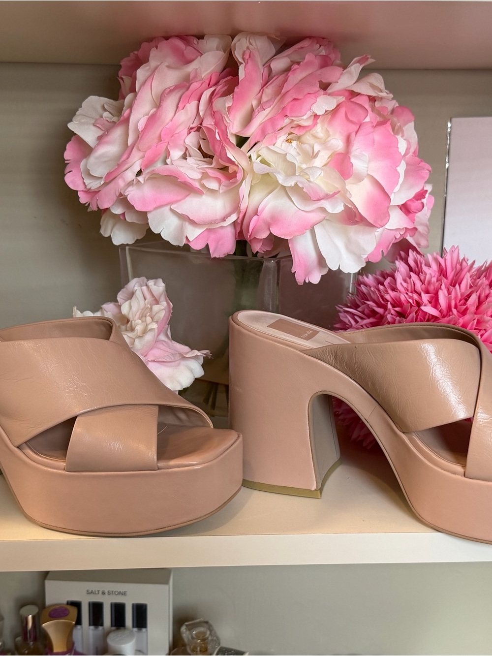 Dolce Vita Brand New Platform Slide Heels in Blush Pink - Women